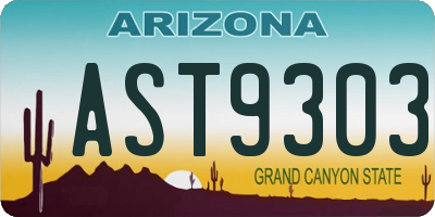 AZ license plate AST9303