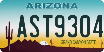 AZ license plate AST9304