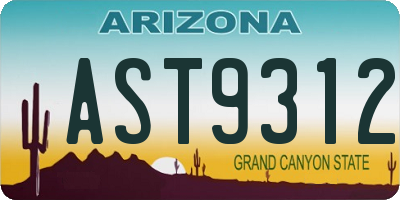 AZ license plate AST9312