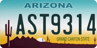 AZ license plate AST9314