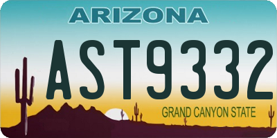 AZ license plate AST9332