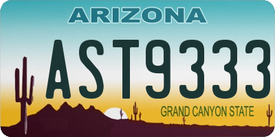 AZ license plate AST9333