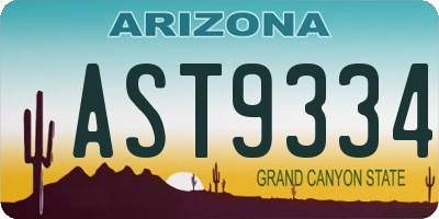AZ license plate AST9334