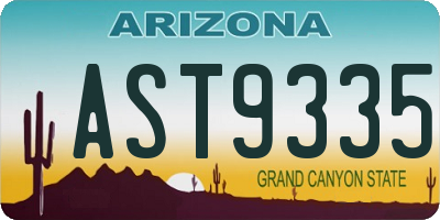 AZ license plate AST9335