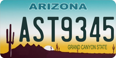 AZ license plate AST9345