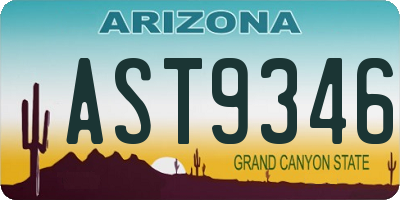 AZ license plate AST9346