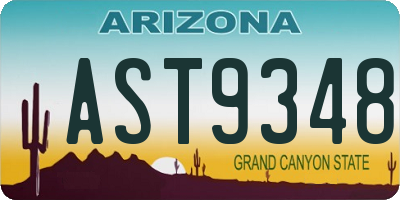 AZ license plate AST9348