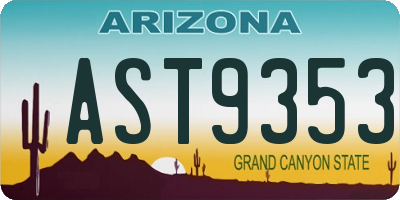 AZ license plate AST9353
