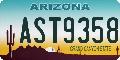 AZ license plate AST9358