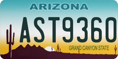 AZ license plate AST9360