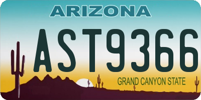 AZ license plate AST9366