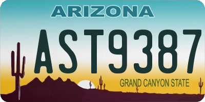 AZ license plate AST9387