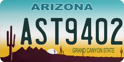 AZ license plate AST9402