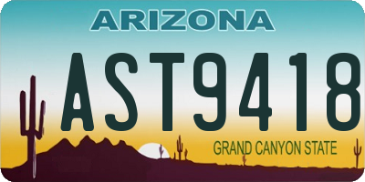 AZ license plate AST9418