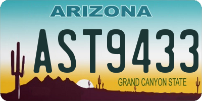 AZ license plate AST9433