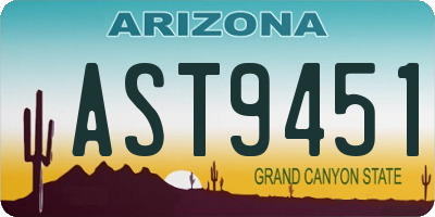 AZ license plate AST9451