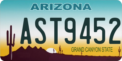AZ license plate AST9452