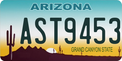 AZ license plate AST9453