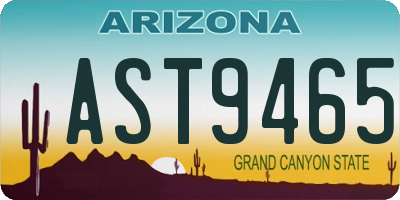 AZ license plate AST9465