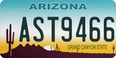 AZ license plate AST9466