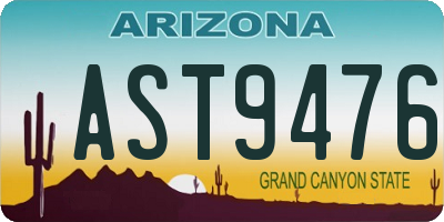AZ license plate AST9476