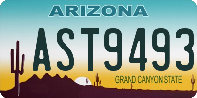AZ license plate AST9493