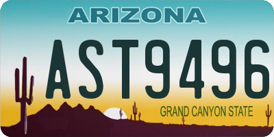 AZ license plate AST9496