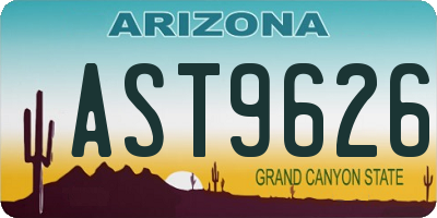 AZ license plate AST9626