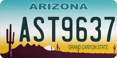 AZ license plate AST9637