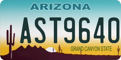 AZ license plate AST9640