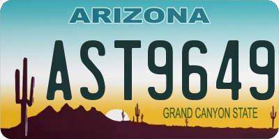 AZ license plate AST9649