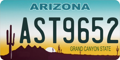 AZ license plate AST9652
