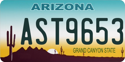 AZ license plate AST9653