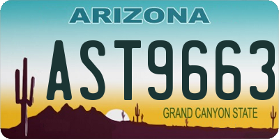 AZ license plate AST9663