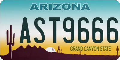 AZ license plate AST9666