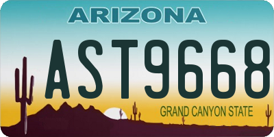AZ license plate AST9668