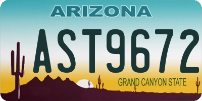 AZ license plate AST9672