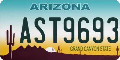 AZ license plate AST9693