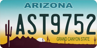 AZ license plate AST9752