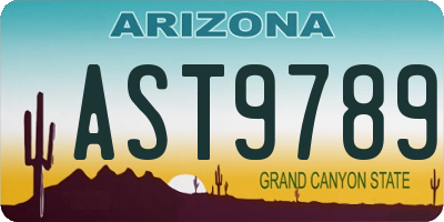 AZ license plate AST9789