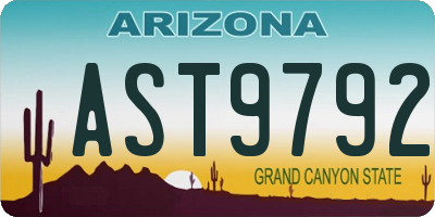 AZ license plate AST9792