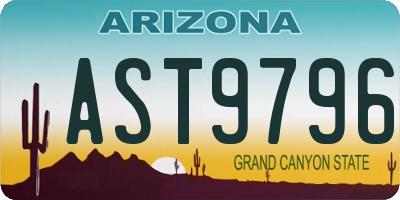AZ license plate AST9796