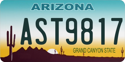 AZ license plate AST9817