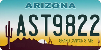 AZ license plate AST9822