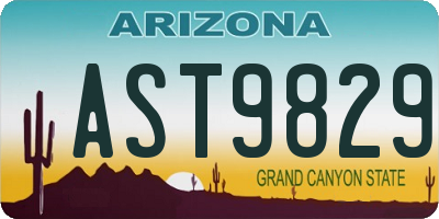 AZ license plate AST9829