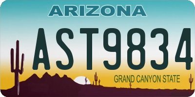 AZ license plate AST9834