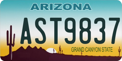 AZ license plate AST9837