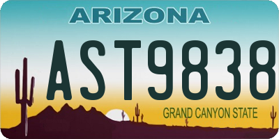 AZ license plate AST9838