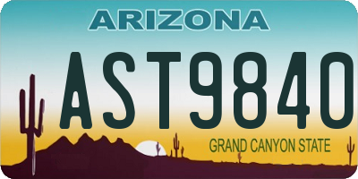 AZ license plate AST9840