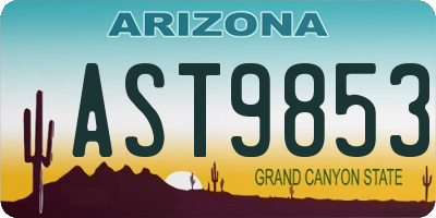 AZ license plate AST9853